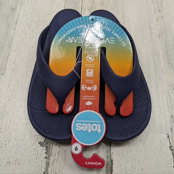 NWT Totes Boost Your mood Flip Flop Shoes Women's Size 9 - Picture 5 of 5